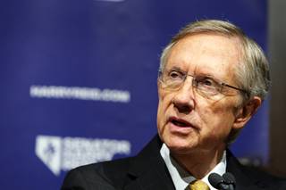 Senate Majority Leader Harry Reid responds to a question during a news conference at Vdara Wednesday, November 3, 2010.