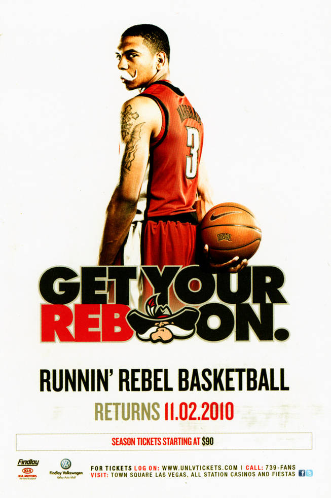 UNLV basketball ad featuring sophomore guard Anthony Marshall.