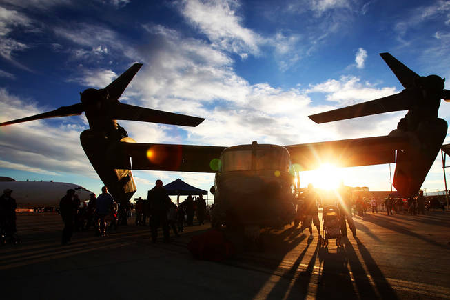 Visitors get an up close look at the CV-22 Osprey Saturday during the annual Aviation Nation air show at Nellis Air Force Base.