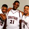 Cimarron Memorial basketball players, from left, Rico Garrett, Erik Brewer and Christian Brown.