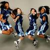 Centennial basketball players, from left, Jade Brown, Shannon Brown, Ashley Klemz and Courtney Hayes.