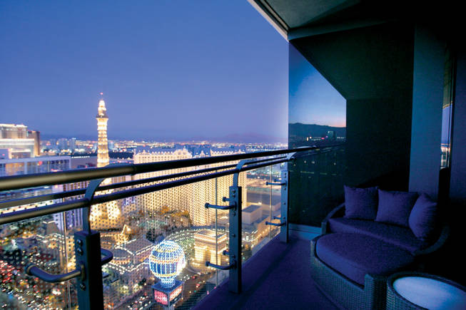 The view from a terrace in one of the Cosmopolitan of Las Vegas' rooms.