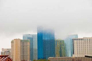 Thick clouds create a blanket-like effect over the Las Vegas Strip, Tuesday Dec. 21st, 2010.