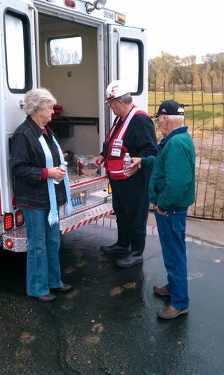 Red Cross volunteers visited the Beaver Dam area, which is near the Nevada-Utah border, and handed out snacks and hot chocolate to county workers on Wednesday, Dec. 22, 2010. Rain has hammered Clark County prompting flooding throughout the valley, including in Mesquite. Beaver Dam Wash crested at 14.7 feet at 9 a.m. Tuesday.