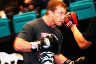 Gray Maynard works out during UFC 125 open workouts Thursday, December 30, 2010, at the MGM Grand Garden Arena.