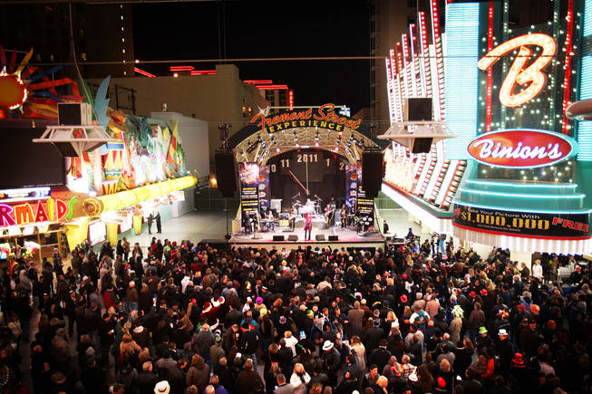 Tribute bands play during New Year's TributePalooza at the Fremont Street Experience in downtown Las Vegas Friday, December 31, 2010.
