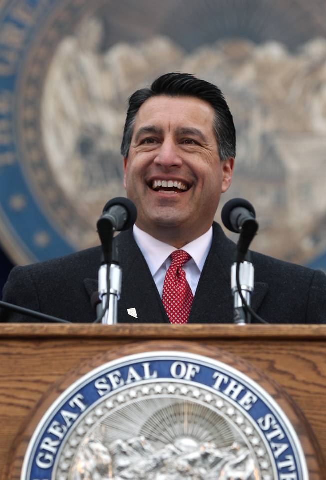 Gov. Brian Sandoval makes his inaugural address during Monday's inauguration ceremony, Jan. 3, 2011 at the Capitol in Carson City.