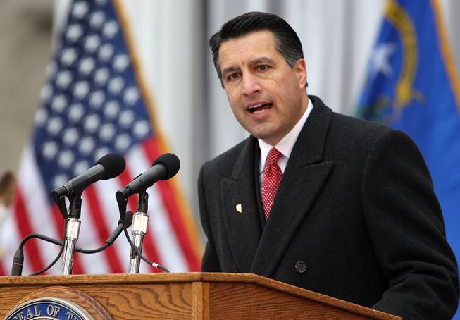 Nevada Gov. Brian Sandoval delivers his inaugural address during Monday's inauguration ceremony, Jan. 3, 2011 at the Capitol in Carson City.