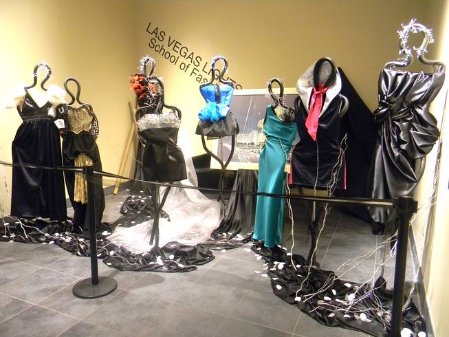 The work of junior fashion students at the Southwest Career and Technical Academy on display at the Centennial Hills Library. The exhibit will be open through the end of the month.