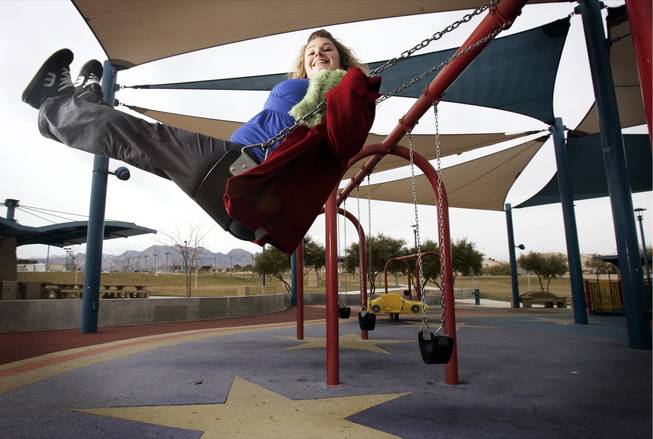 Las Vegas native Agla Rivera at a playground in Summerlin. She envisions a positive future here for her child, due to be born Feb. 26. 