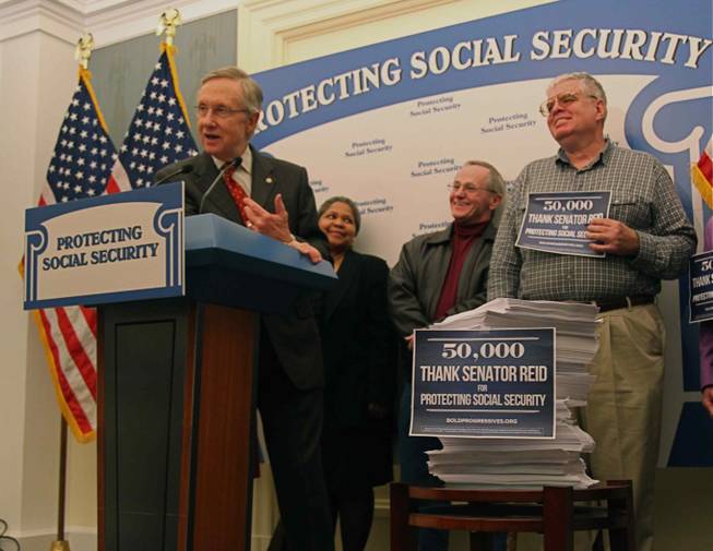 Senate Majority Leader Harry Reid holds a press conference Thursday, Jan. 27, 2011, in Washington, D.C., speaking out against any measures to privatize or eliminate Social Security.