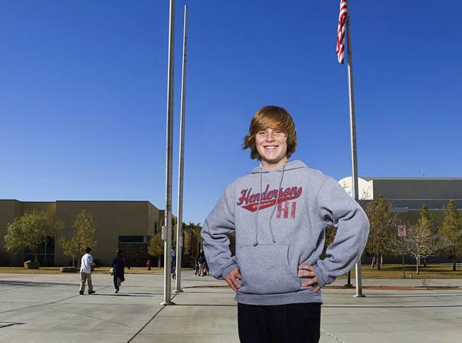 Hunter Goeken, a sixth-grader at the Henderson International School, poses at the school Jan. 28, 2011.