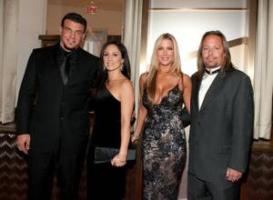 Frank Mir, Jennifer Mir, Alicia Jacobs and Vince Neil at the Cartier VIP reception at MGM CityCenter's Crystals for Nevada Ballet Theatre's 27th Annual Black and White Ball on Jan. 29, 2011. Priscilla Presley was honored as NBT's Woman of the Year.