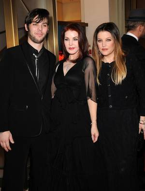 Navarone Garibaldi, Priscilla Presley and Lisa Marie Presley at the Cartier VIP reception at MGM CityCenter's Crystals for Nevada Ballet Theatre's 27th Annual Black and White Ball on Jan. 29, 2011. Priscilla Presley was honored as NBT's Woman of the Year.