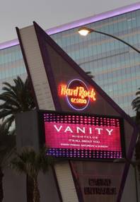 A view of the Hard Rock hotel-casino at Paradise Road and Harmon Avenue on Tuesday, Jan. 25, 2011. A display on the marquee advertises for the resort's Vanity nightclub.