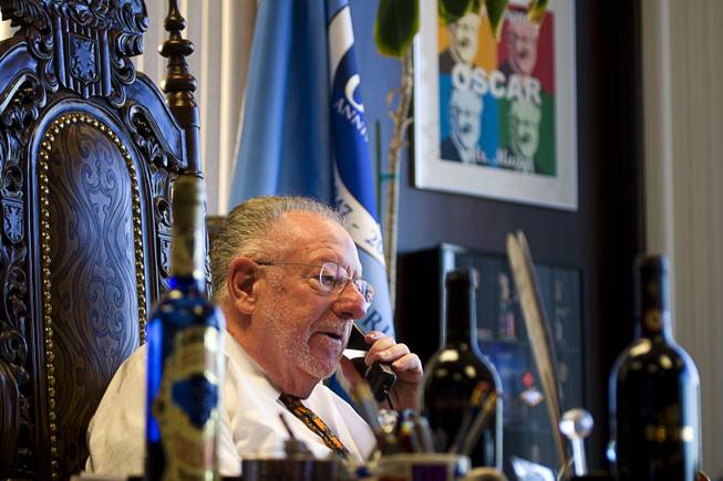 Las Vegas Mayor Oscar Goodman makes phone calls from his office Thursday, Feb. 3, 2011.
