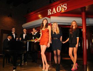2011 Sports Illustrated swimsuit models Genevieve Morton, Kenza Fourati and Cintia Dicker with Human Nature at Rao's at Caesars Palace on Feb. 17, 2011.