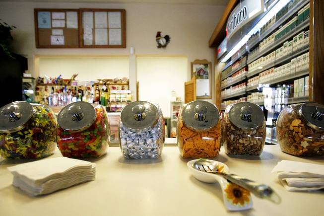 A row of snacks is offered to players at Dotty's near Eastern and Serene in Henderson on Thursday, March 24, 2011.
