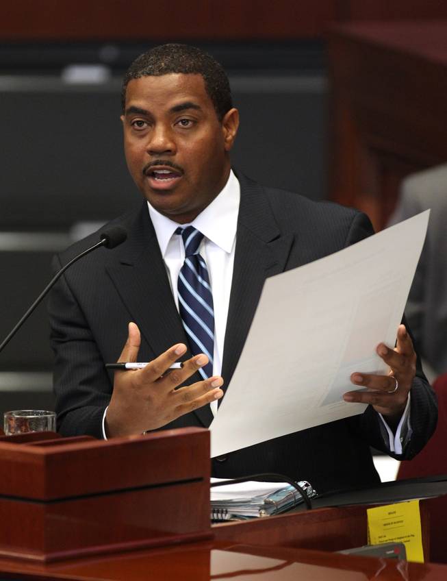 Nevada Senate Majority Leader Steven Horsford, D-North Las Vegas, speaks on the Senate floor at the Legislature in Carson City on Monday, March 28, 2011. The Senate convened as a Committee of the Whole to review Gov. Brian Sandoval's $5.8 billion budget proposal. 
