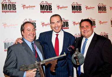 Jay Bloom, Tropicana owner Alex Yemenidjian and Louis Ventre at the Las Vegas Mob Experience VIP grand opening at the Tropicana on March 29, 2011.