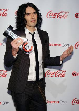 Russell Brand, CinemaCon Comedy Star of the Year, poses during CinemaCon, the official convention of the National Association of Theatre Owners, at Caesars Palace March 31, 2011.