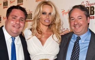 Louis Ventre, Pam Anderson and Jay Bloom at the Mob Experience VIP opening on March 29, 2011.
