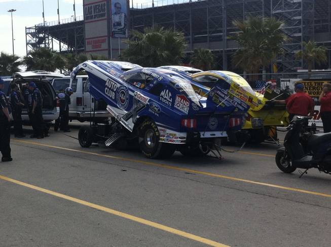 Funny Cars lining up before the race