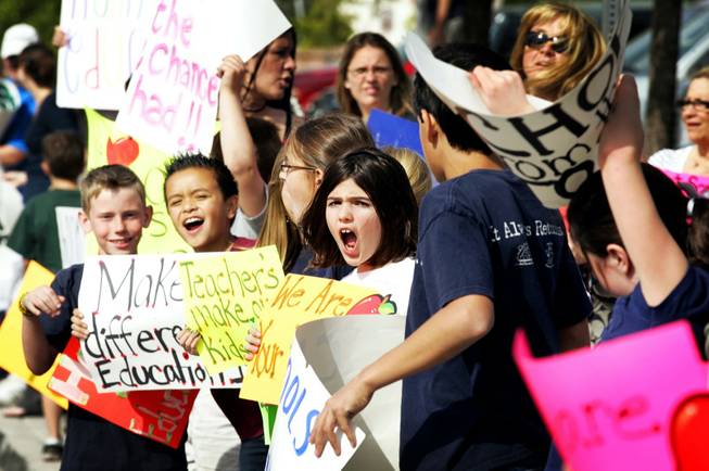 Students, parents and teachers rally at Glen Taylor Elementary School in Henderson last month to encourage the governor and Legislature to support education.