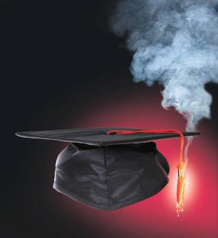 Education illustration burning cap