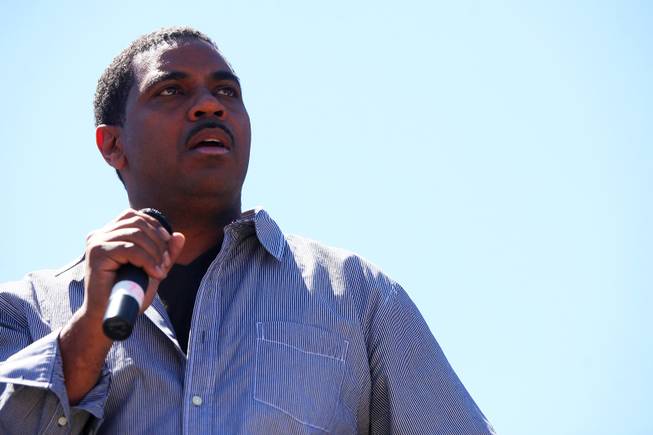 State Sen. Steven Horsford, D-North Las Vegas, addresses hundreds gathered Saturday, April 30, 2011, at Cashman Field to protest proposed cuts to education.