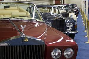 A row of Rolls Royce cars are displayed at The Auto Collections at the Imperial Palace Monday, May 9, 2011.
