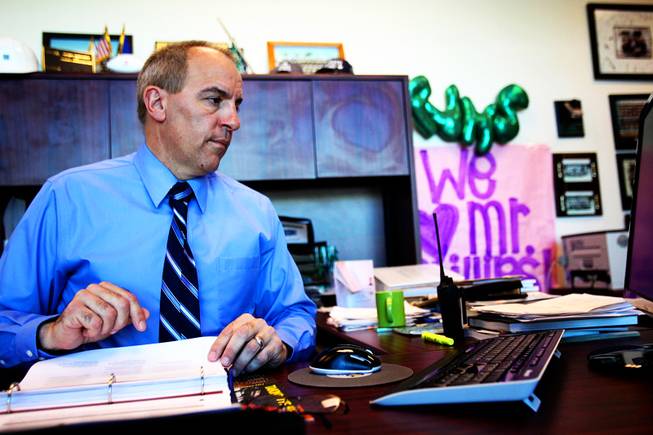 Principal Dan Phillips, is photographed in his office at Palo Verde High School Wednesday, May 11, 2011.