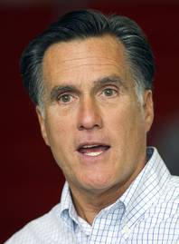 Former Massachusetts Gov. Mitt Romney responds to a question from a reporter after meeting with students at the UNLV Student Union Monday, May 16, 2011.
