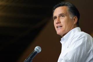 Former Massachusetts Gov. Mitt Romney answers questions from reporters after meeting with students at the UNLV Student Union Monday, May 16, 2011.