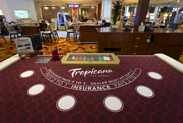 New felt is shown on a blackjack table at the Tropicana Tuesday, May 24, 2011.
