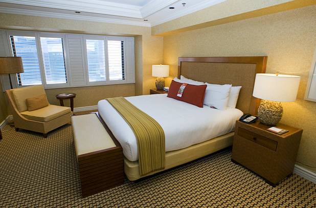 A renovated master bedroom is shown in the 3000-square-foot Chairman's Suite at the Tropicana Tuesday, May 24, 2011.