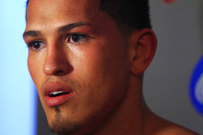 Anthony Pettis talks to the media in this file photo.