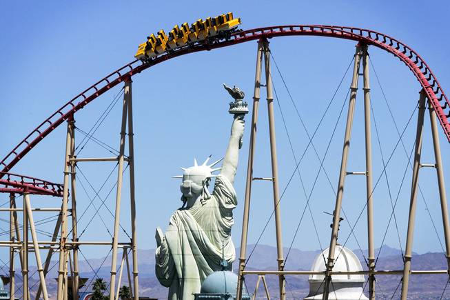 The roller coaster at New York-New York is seen on Tuesday, June 7, 2011.