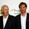Music producers Sir George Martin and Giles Martin arrive for the fifth-anniversary celebration of "The Beatles Love by Cirque du Soleil"  at the Mirage on Wednesday, June 8, 2011.