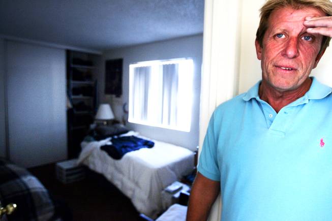 Jeff Merwin, a resident who has been sober since January, shows off his apartment at Freedom House Sober Living apartments in Las Vegas Wednesday, June 29, 2011.