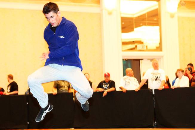 Dominick Cruz works out for the media in preparation for UFC 132 at MGM Grand Wednesday, June 29, 2011.