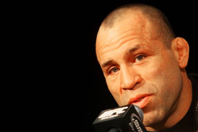 Wanderlei Silva speaks to the media during the press conference Thursday,  June 30, 2011 at MGM Grand in preparation for UFC 132 Saturday night.