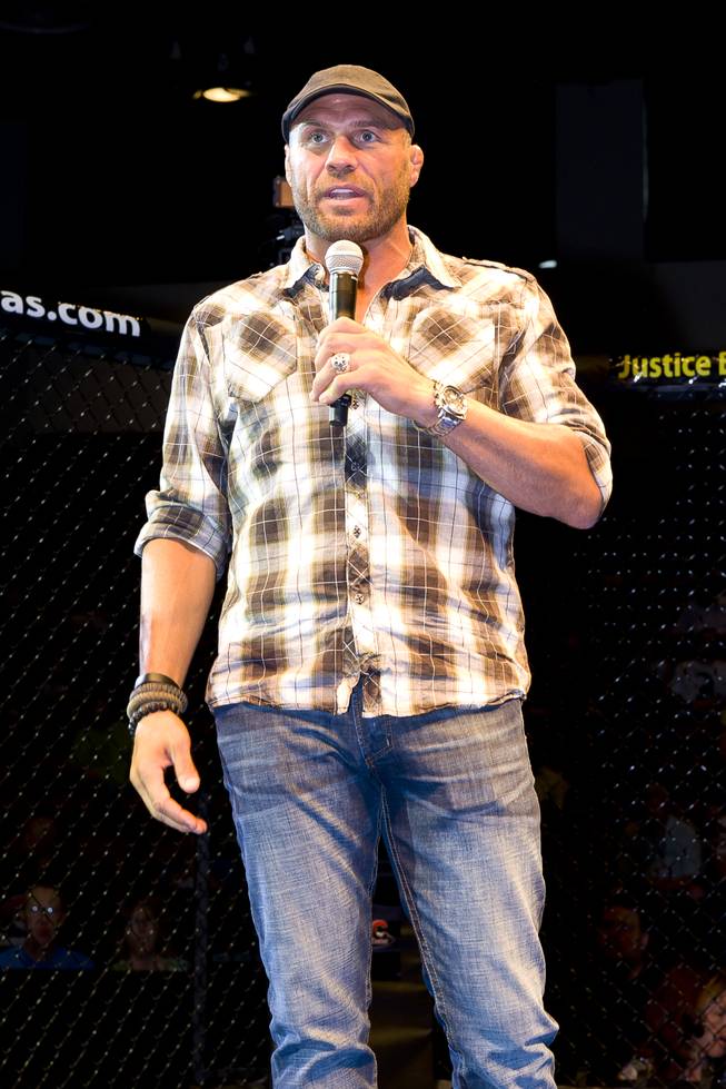 UFC Hall of Fame fighter Randy Couture speaks at the ceremony to celebrate the inaugural Tuff-N-Uff Randy Couture Heavyweight Belt at The Cox Pavilion July 1, 2011. 
