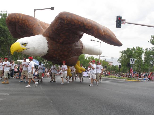 A giant inflatable eagle was one of many balloons included in Summerlin's 17th annual Patriotic Parade Monday morning.