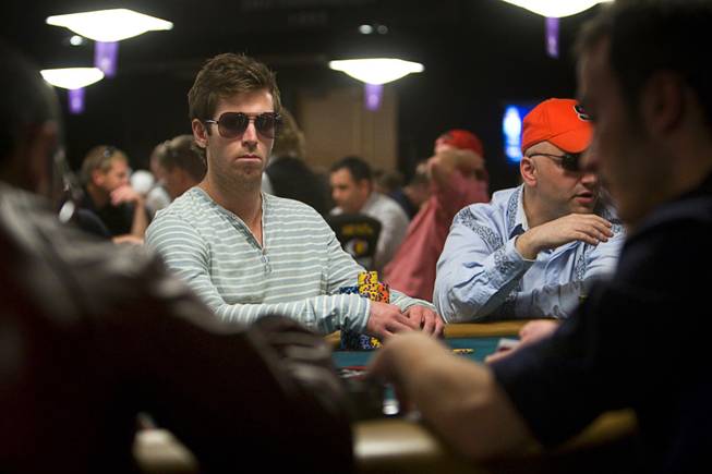 Poker professional John Racener competes during Day 2B of the World Series of Poker main event at the Rio Tuesday, July 12, 2011. Racener finished second in the 2010 main event.