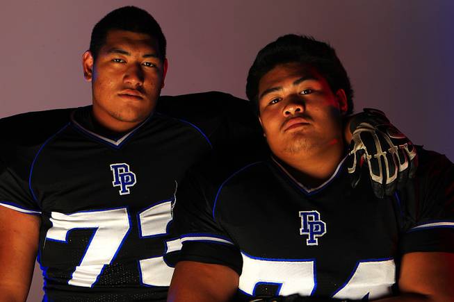 Desert Pines High School football players Cedrick Poutasi and Allen Vaiao.