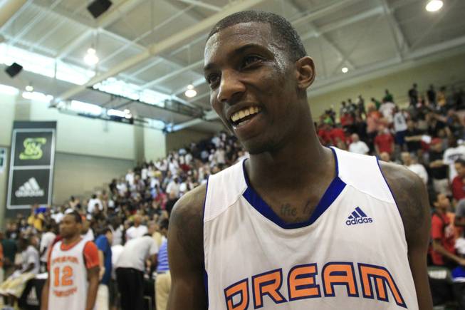 Findlay Prep's Winston Shepard, playing for Dream Vision, smiles after defeating the Atlanta Celtics Friday, July 22, 2011 during the adidas Super 64 tournament.
