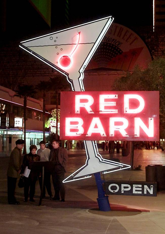 Red Barn bar (circa 1962) sign installed as part of the Neon Museum at Fremont Street Experience. 