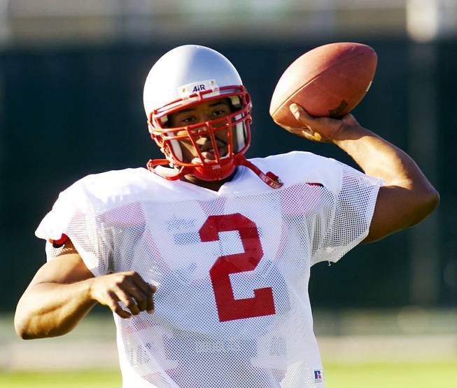 UNLV quarterback Jason Thomas, August 18, 2000, at the Rebel practice field.