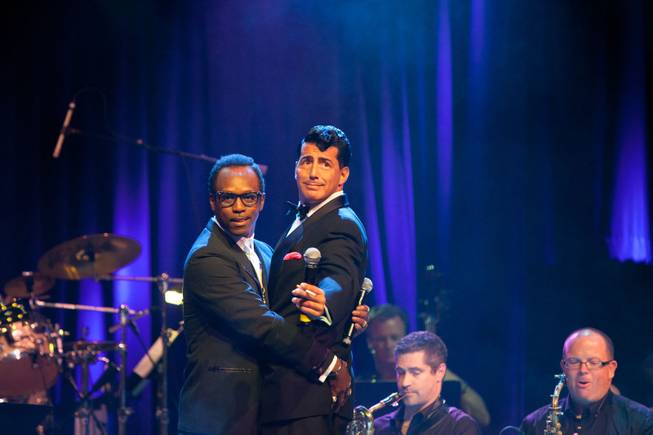 "The Rat Pack Is Back" cast members Kenny Jones and Drew Anthony, as Sammy and Dean, perform at the Jeff Jordan benefit show at Ovation at Green Valley Ranch.